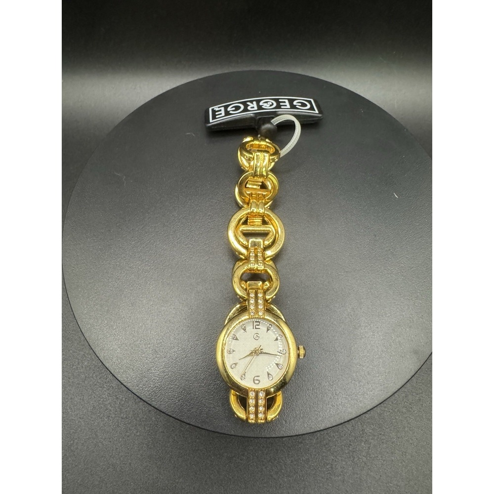 Vintage‎ GEORGE Gold Tone Rhinestone Quartz Watch
